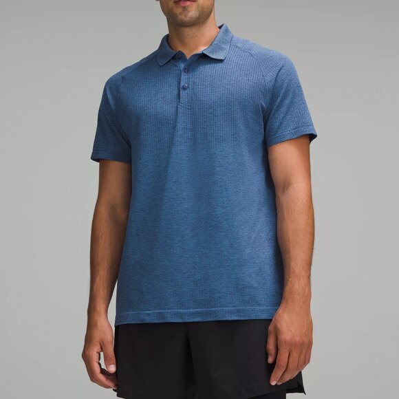 LULULEMON Metal Vent Tech Polo Short Sleeve Shirt Activewear Athletic Men Sz M - Picture 1 of 7
